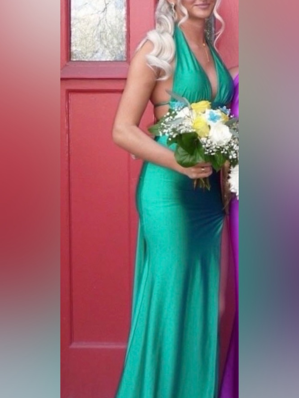 Kelly Green Atria Prom Gown - Picture 2 of 6